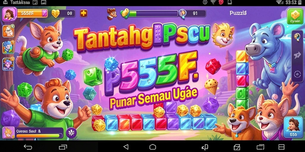 Screenshot gameplay 555F, menunjukkan tantangan puzzle yang menarik.