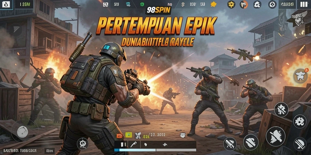 Screenshot 98SPIN menampilkan pemain dalam aksi seru di medan perang.
