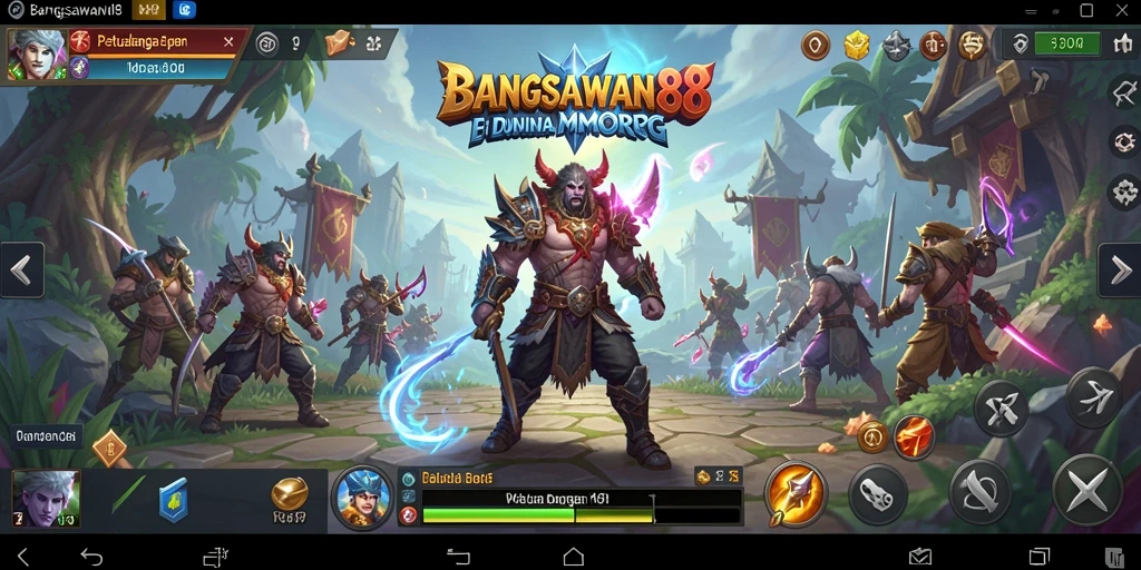 Tampilan gameplay BANGSAWAN88 yang menampilkan pertarungan epik dan eksplorasi dunia.