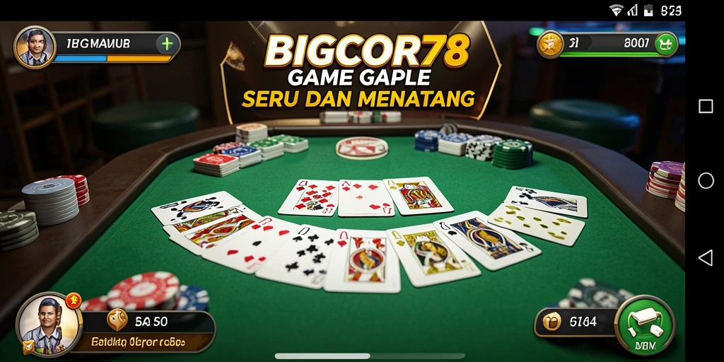 Screenshot gameplay seru dari BIGCOR78 yang menampilkan suasana Gaple.