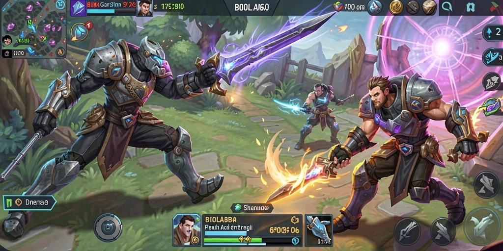 Screenshot gameplay BIOLABET menampilkan pertempuran seru antar karakter.