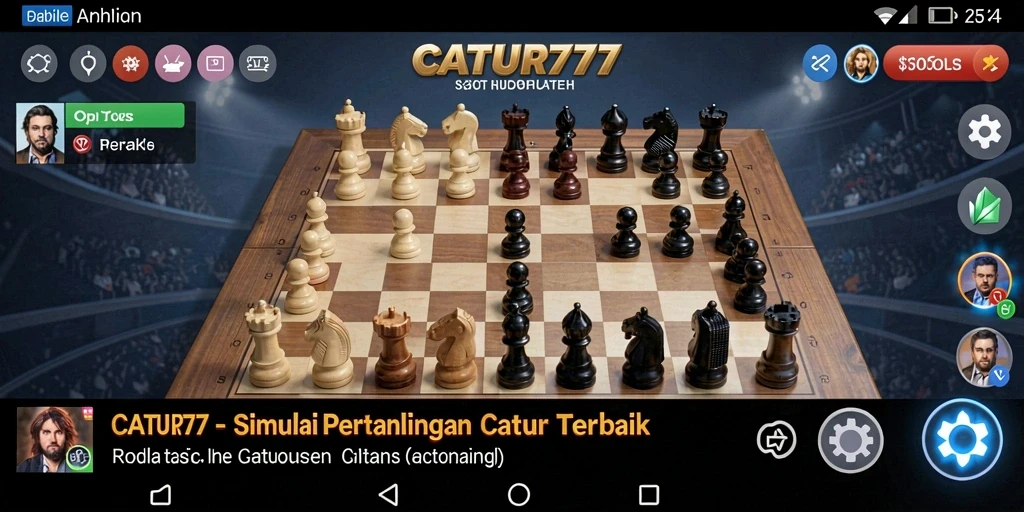Tampilan gameplay menarik dari CATUR777 yang menampilkan papan catur dan bidak.