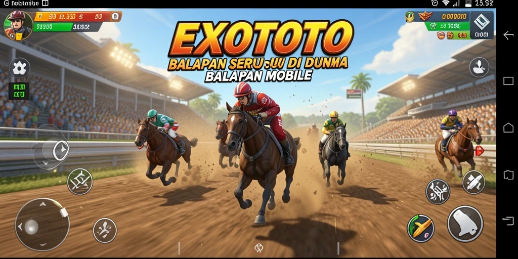 Tampilan gameplay EXOTOTO yang mendebarkan di lintasan balap.