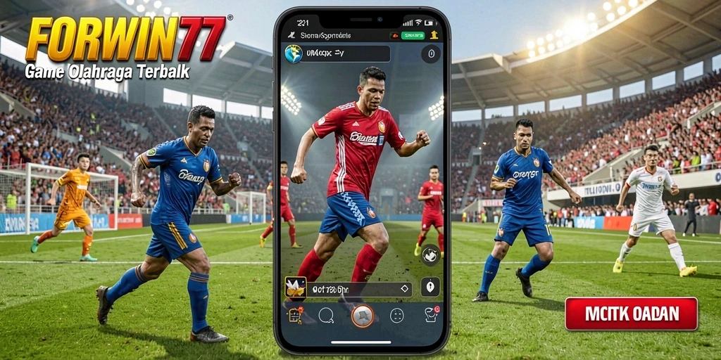 Tampilan gameplay FORWIN77 yang menarik saat pertandingan olahraga.
