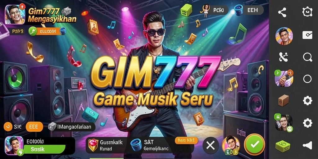 Screenshot gameplay GIM777 yang menunjukkan interaksi seru dengan musik.