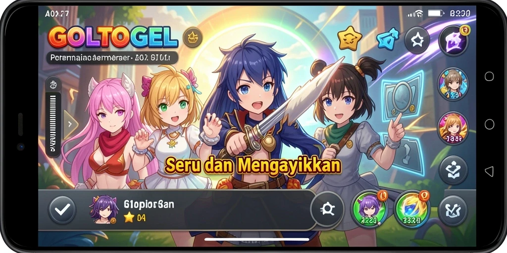 Tampilan seru dari gameplay GOLTOGEL yang menampilkan karakter Anime.