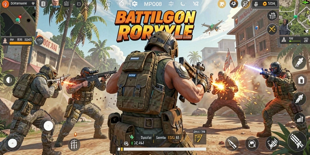 Tampilan aksi seru dalam game Battle Royale MPO08.