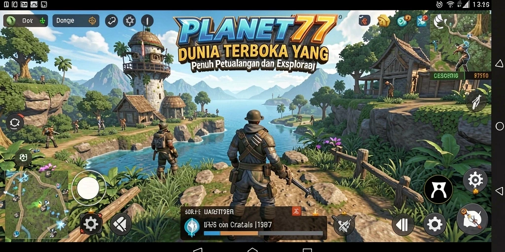 Screenshot menunjukkan gameplay eksplorasi menakjubkan di PLANET77.