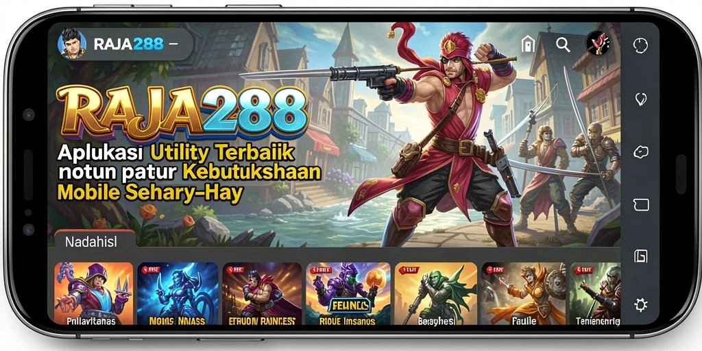 Tampilan utama RAJA288 dengan berbagai fitur utility yang menarik.