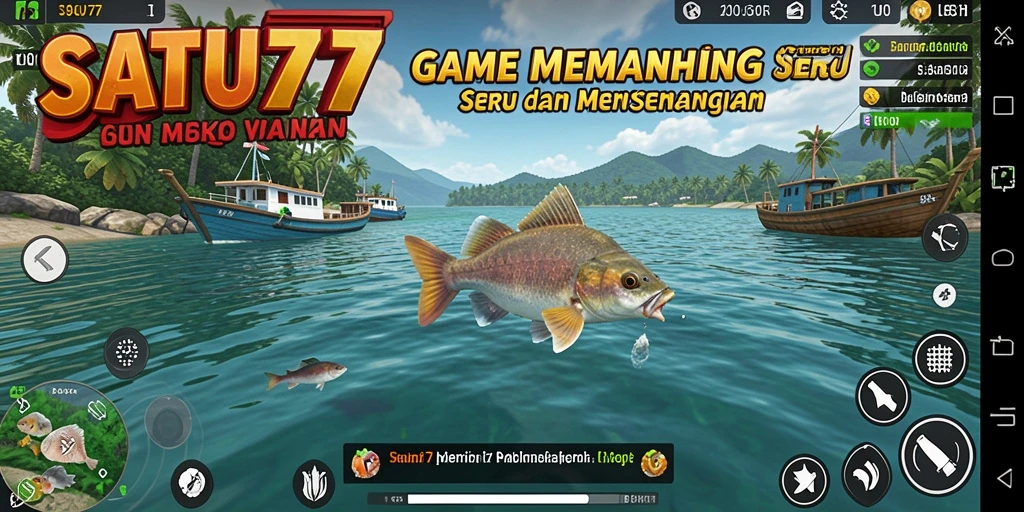 Tampilan gameplay <strong>SATU77</strong> yang menggairahkan dengan aksi memancing yang penuh warna.