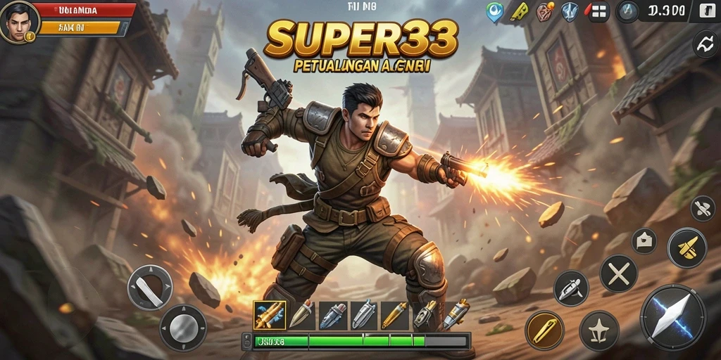 Tampilan gameplay SUPER33 yang seru dan mendebarkan.