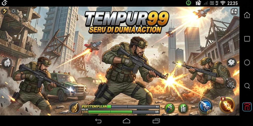 Tangkapan layar dari gameplay TEMPUR99 yang mendebarkan dan penuh aksi.