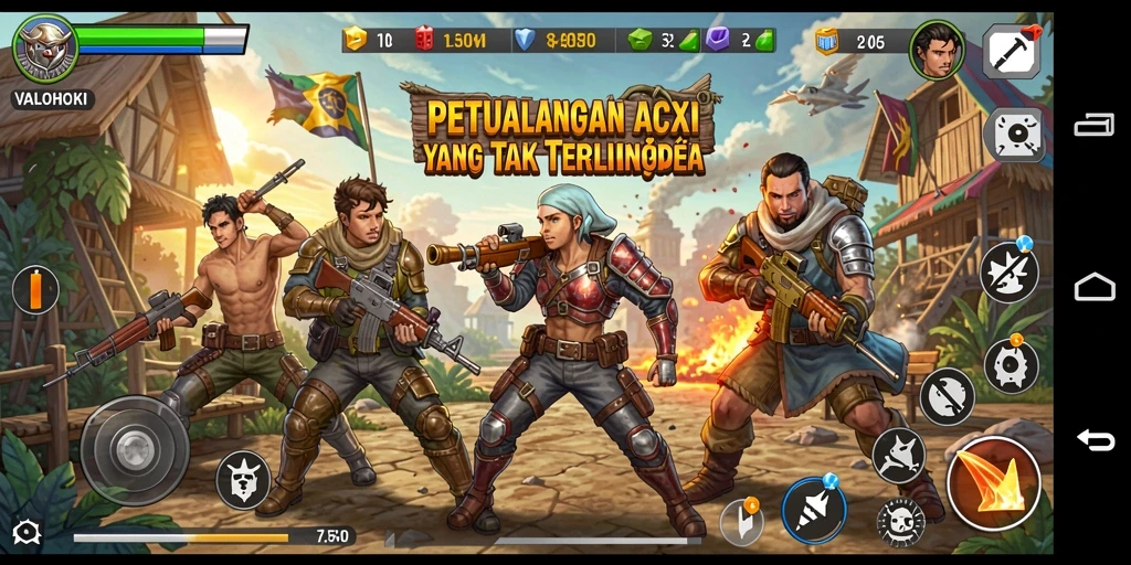 Tampilan dinamis dari gameplay ARPG VALOHOKI yang mendebarkan.