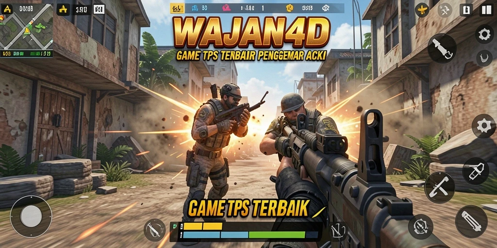 Gameplay seru dalam WAJAN4D yang menampilkan aksi tembak-menembak.