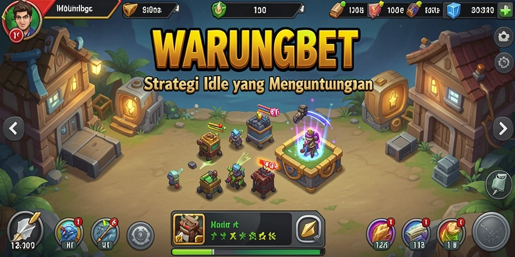 Tangkapan layar gameplay WARUNGBET menampilkan karakter yang sedang bertarung dan mengumpulkan sumber daya.