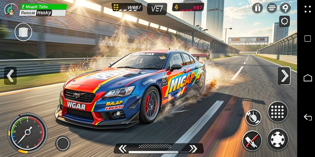 Gameplay Racing WG87 yang mendebarkan dan menantang.