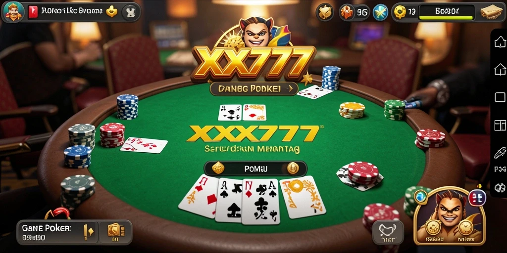 Screenshot menunjukkan aksi seru permainan Poker di XXX777.